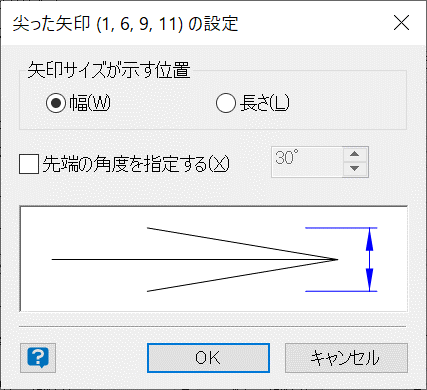 尖った矢印の設定